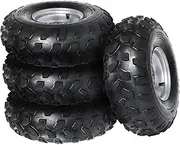 Set of 4 YC Yier 19x7-8 Go Kart Wheels, 19x7x8 19x7.00-8 Go Kart Tires with Wheels Racing Tubeless Tires 4 Stud Rim for ATV UTV Quad Buggy Lawn Mower Mini Bike 4 Wheeler Golf Cart Garden Tractor