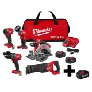 Milwaukee Cordless Combo Kit (5-Tool) Side Handle W/ 8.0 Ah High Output Battery