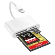 SD CF Card Reader for iPhone iPad 3 in 1 SD CF TF Memory Card Reader Adapter ...