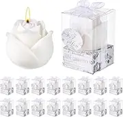 24 Set White Rose Flower Shape Candle Bulk Wedding Party Favors Romantic Handmade Delicate Candles with Gift Box, Wedding Gift Candle for Guests Return Souvenirs Bridal Anniversary Birthday Decoration