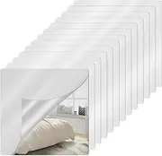 [Abizarch] 12Pcs Wall Mirror Tiles, 12 x 12 Inch Self Adhesive Acrylic Mirror, Unbreakable Flexible Square Mirror Sheets Wall Stickers Frameless Full Length Mirror for Home Gym Bedroom Living Room Door
