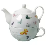 New Kathy Davis Tea For One Set Cup Teapot Scatter Joy Butterflies