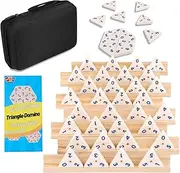 Doreimi Triangle Domino Set Includes 4 Wooden Racks, a Portable Case, and 56 Domino Pieces. The Triangular Domino Tiles with Brass Spinners Form a Classical Board Game Suitable for Kids Ages 8 and Up