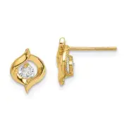 Madi K Kid's Earrings 14k Yellow Gold White Cubic Zirconia Twist Post