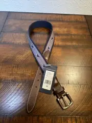 Vineyard Vines MV Island Icon Canvas Club Belt Men Size 30 Leather Blue Condor