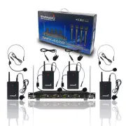 Lapel Headset Microphone Lavalier Bodypacks 4CH Wireless VHF Microphone Reciever