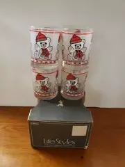Libbey Lifestyles Christmas Bears Holiday 14 oz Crystal Tumbler set (4)