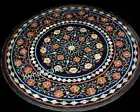 Floral Pattern Inlay Work Coffee Table Top Round Marble Center Table for Office