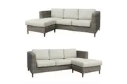 Divano Lara 3 Seater Outdoor Sofa Rattan Reversible Chaise Lounge Light Grey