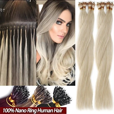 50S Nano Ring Tip Human Hair Extensions Remy Micro Beads Double Drawn 20 INCH