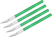 uxcell Art Craft Knife Set, 4pcs Carving Knife with 4pcs Metal Blade for Scrapbooking Stencil Hobby DIY, Metal Handle Green (4 Set)