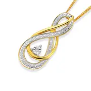 9ct Gold Diamond Double Infinity Pendant