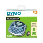 Dymo LetraTag 100T Tabletop Blue computer style keyboard and a large LCD display