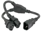 PC PDU Dual C13 C14 Power Splitter Adapter Cord Max 13A 250V 14" Long