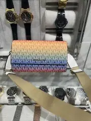 Michael Kors Jet Set Item Large MK Logo Zip Around Wallet Crossbody Bag Rainbow