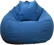 Bean Bag Chair Sofa Cover(No Filler), Stuffable Zipper Lazy Lounger Beanbag Cover, Cotton Linen Memory Foam Beanbag Replacement Cover for Adults and Kids Without Filling,100X120CM Blue
