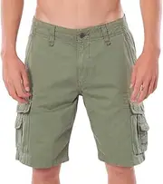 [Rip Curl] Short Cargo Classic Surf Trail for Men - Screen Print Logo Multiple Pockets, Back Patch Pocket - 100% Cotton