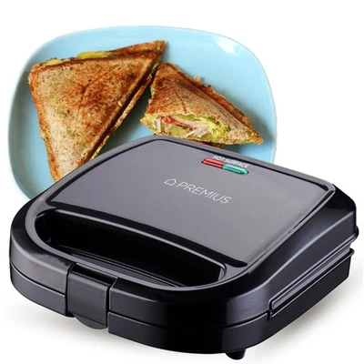PREMIUS Ceramic Non-Stick Double Slice Sandwich Maker, Black, 8.25x4.75 Inch Mol