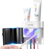 Boperzi Toothbrush Holder Wall Mounted Automatic Toothpaste Dispenser Dustproof