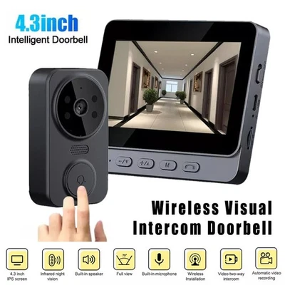 Wireless Visual Doorbell Camera Video Monitoring Intelligent 2-Way intercom Kit