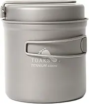 TOAKS Titanium Pot with Pan 1100ml Pot, Titanium Pot for Outdoor Camping Hiking Backpacking Cookware Cooking Picnic Bowl Pot Pan Set