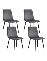 [Artiss] Dining Chairs Velvet Horizontal Slope Set of 4 in Grey