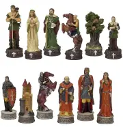 Hand Painted Resin Medieval Robin Hood Chess Pieces - NEW - NO Board