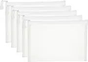 uxcell A5 Mesh Zipper Pouch Bags, 5 PCS Mesh Bags with Zipper Plastic Storage Pocket for Organizing File Beads Office Home Supplies, 18x25cm, White