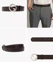 Gucci Gg Belt Silver Gg Buckle With Staub Bag Unisex 75