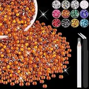 4000PCS 4mm Resin Rhinestones in Bulk (Orange), Bedazzling Flatback Crystals for Crafts DIY Nail Decoration, Gems Charms for Tumbler Shoes Clothing Fabric with Pickup Pen and Tweezers