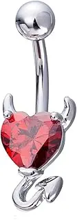 [YHMM] Devil Heart Belly Button Rings 14G Surgical Steel Navel Barbells Stud for Body Piercing