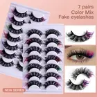 7 Pairs/set False Eyelashes Colored Prom Accessory Makeup Extensions Eye Lash