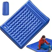 Camping Sleeping Pad - Thick 2-Person Inflating Hiking Bed - Lightweight Inflatable Sleeping Mat with Built-in Foot Pump and Pillow for 2 Person