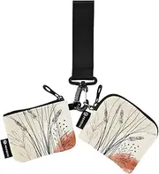 [XYMZR] Mini Zip Around Wristlet keychain Wallet Abstract Watercolor Grass for Women Personalized Pattern Detachable Dual Pouch Wristlet Portable Wallet Phone Coin Purse, Multi-colored, One Size