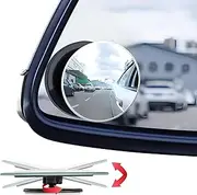 2 PCS Blind Spot Mirror, Round HD Frameless Convex Rear Side View Mirror, 360° Rotatable Blind Spot Auxiliary Rearview Mirror for All Universal Vehicles Car(COLOR:White)