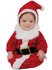 Fluffy Red Infant Kids Santa Claus Bunting Costume