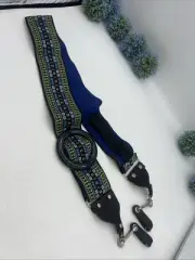 Vintage Merit Camera Carry Strap Leather and Decretive Embroidered Made In USA