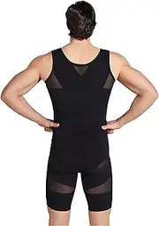 [WUJNANG] Mens Compression Shirt Slimming Body Shaper Undershirt Tummy Control Vest Workout Tank Top for Abdomen,Black-Large