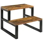2-Step Wooden Step Stools Kids Adultswith Metal Frame Holds Up 500lb Bedside Ste
