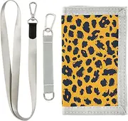 [Yoogain] Animal Cheetah Skin Print Gold Black clip wallet for men cool gifts Trendy trifold wallets with lanyard, animal cheetah skin print gold black, 1 size, Fashion