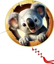 Koala Kite for Kids Adults, Easy to Fly Round Kites for Boys Girls Beginner, 31 x 31inch Beach Kite with 30 Meters String Handle, Flying Toys for Beach Park Outdoor Fun
