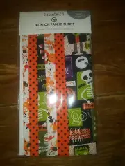 New Create It Halloween iron on holiday fabric sheets skeleton polka dots cute