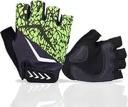 [Generic] Cycling Gloves Half Finger Biking Gloves Anti-Slip Breathable Mountain Bike Gloves for Men Women Green pe 56