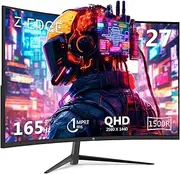 Z-Edge 27 Inch Curved Gaming Monitor, 165 Hz(DP), WQHD (2560x1440), 144Hz(HDMI) 1ms MPRT, FreeSync, 16:9 Curved Screen 1500R, Ultra-Thin Bezel, 2×HDMI 2.0 & 2×DP 1.4, Tilt Adjustable, VESA 100*100mm