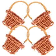 4 Pcs Rattan Shopping Basket Baby Mini Baskets For Favors Woven With Handles