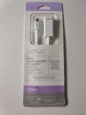 NEW Ativa Mini Displayport To HDMI Pigtail Adapter Video NEW Sealed