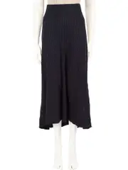 Navy Striped Midi Skirt
