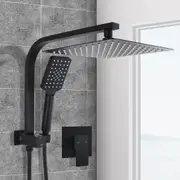 ACA WELS Square 10" Ultrathin Rainfall Shower Head 3-MODE Handheld Set Gooseneck Arm Diverter Mixer Tap Black