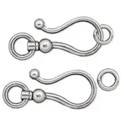 Clasp, 10 Sets Antiqued Silver Plated Pewter Large Shepherd's Hook & Eye Clasps