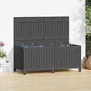 Large Garden Storage Box, Outdoor Storage Container for Deposit Patio Furniture Cushions Garden Tools, 147x68x64 cm Grey